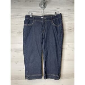 Lee Slender Secret Capris Womens 12 Medium Blue Denim Stretch Crop Button Detail